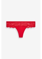 Microfibre And Lace Knickers Thong