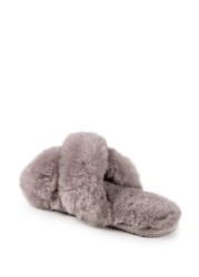 Just Sheepskin Daisy Cross Over Open Toe Slider Slipper