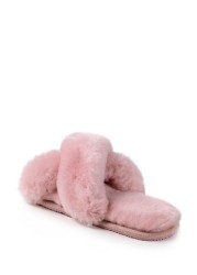 Just Sheepskin Daisy Cross Over Open Toe Slider Slipper