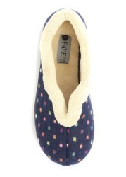 Pavers Ladies Blue Wide Fit Polka Dot Slippers