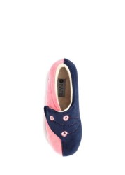 Pavers Pink Ladies Touch Fasten Full Slippers With Permalose Sole