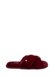 Pour Moi Faux Fur Crossover Slider Slipper