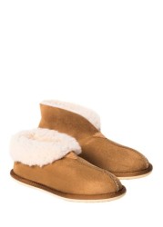 Celtic & Co. Ladies Camel Brown Sheepskin Bootee Slippers