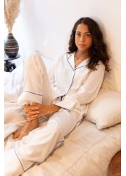 Fable and Eve Hampstead White Solid L / SLV Pj Set