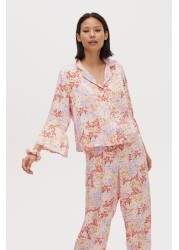 Oliver Bonas Pink Field Shirt, Trousers And Scrunchie Pyjama Set