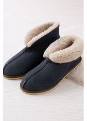 Celtic & Co. Ladies Blue Sheepskin Bootee Slippers