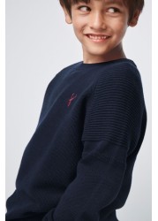 Textured Crew Jumper (3-16yrs) With Stag