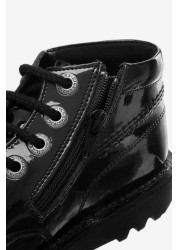 Kickers Junior Kick Hi Zip Patent Leather Shoes