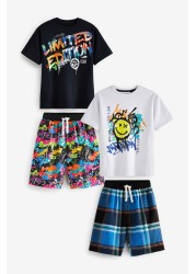 2 Pack Check Short Pyjamas (3-16yrs)