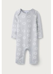 The White Company Grey Lion Face Print Sleepsuit