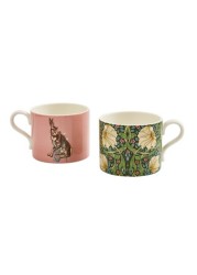 Set of 2 Morris & Co. Pimpernel & Forest Hare Mugs