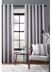 Hyperion Evander Geo Velour Digital Print Eyelet Curtains