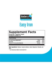Blueberry Naturals Easy Iron 25 mg Vegetarian Capsules 90&#039;s B0265