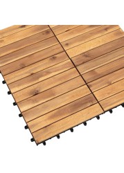 Acacia Floor 6-Slats Deck Tile (30 x 30 x 2 cm, 10 pcs)