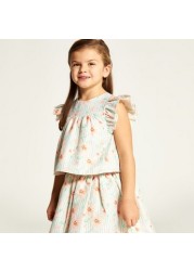 Juniors Floral Print Top and Skirt Set