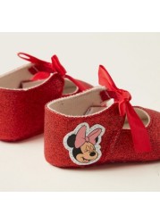 Disney Minnie Mouse Print Baby Shoes with Hook and Loop Closure