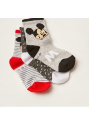 Disney Mickey Mouse Print Socks - Set of 3