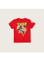 Thor Print Crew Neck T-shirt with Short Sleeves