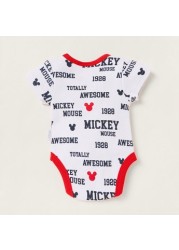 Disney All-Over Mickey Mouse Print Bodysuit with Short Sleeves