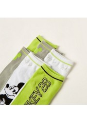 Disney Mickey Mouse Print Ankle Length Socks - Set of 3