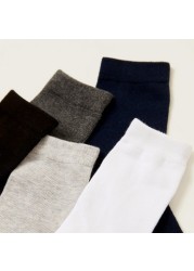 Gloo Solid Crew Length Socks with Cuffed Hem - Pack of 5