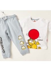 Garfield Print Crew Neck T-shirt and Joggers Set