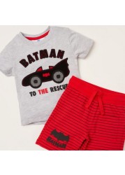 Batman Print T-shirt and Shorts Set