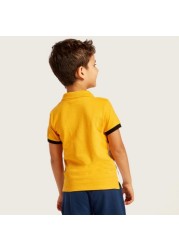 Garfield Print T-shirt with Polo Neck and Short Sleeves