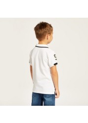 Snoopy Print Polo T-shirt with Short Sleeves