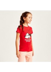 Disney Minnie Mouse Print T-shirt and 3/4 Length Pyjama Set