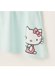 Sanrio Barbie Print Tiered Dress with Short Sleeves