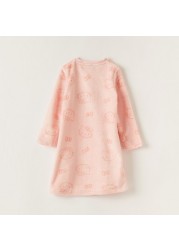 Sanrio Hello Kitty Print Night Dress with Long Sleeves