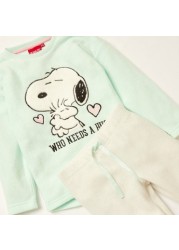 Snoopy Print T-shirt and Pyjamas Set