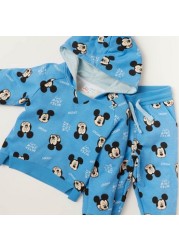 Mickey Mouse Print Hooded Sweatshirt and Jog Pants Set
