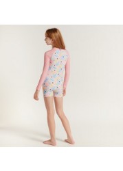 Minnie Mouse Printed Swimsuit with Raglan Sleeves