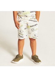 Snoopy Print Crew Neck T-shirt and Shorts Set