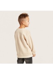 Love Earth Striped Organic Pullover with Long Sleeves and Pocket