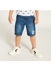 Lee Cooper Printed Crew Neck T-shirt and Denim Shorts Set