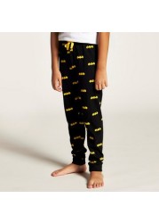 Batman Print T-shirt and Full Length Printed Pyjama Set