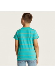 Juniors Striped Crew Neck T-shirt with Short Sleeves