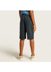 Juniors Solid Mid-Rise Shorts with Drawstring Closure and Pockets