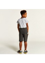 XYZ Panelled T-shirt and Mid-Rise Shorts Set