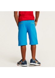 Juniors Solid Mid-Rise Shorts with Drawstring Closure and Pockets