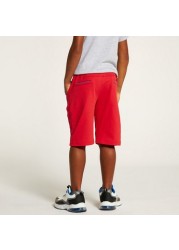 Juniors Solid Mid-Rise Shorts with Drawstring Closure and Pockets