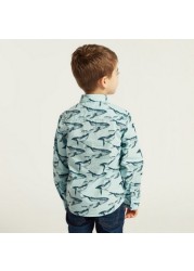 Juniors All-Over Printed Shirt with Long Sleeves