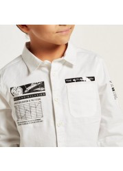 Juniors Printed Shirt with Long Sleeves and Pocket