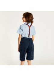 Juniors Checked Shorts with Suspenders and Pockets