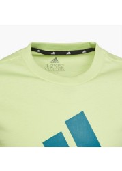 adidas Logo Print Crew Neck T-shirt with Short Sleeves