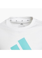 adidas Logo Print Crew Neck T-shirt with Short Sleeves