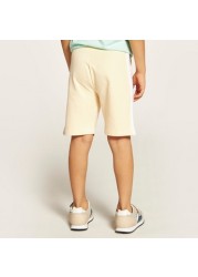 Juniors Solid Mid-Rise Shorts with Drawstring Closure and Pockets